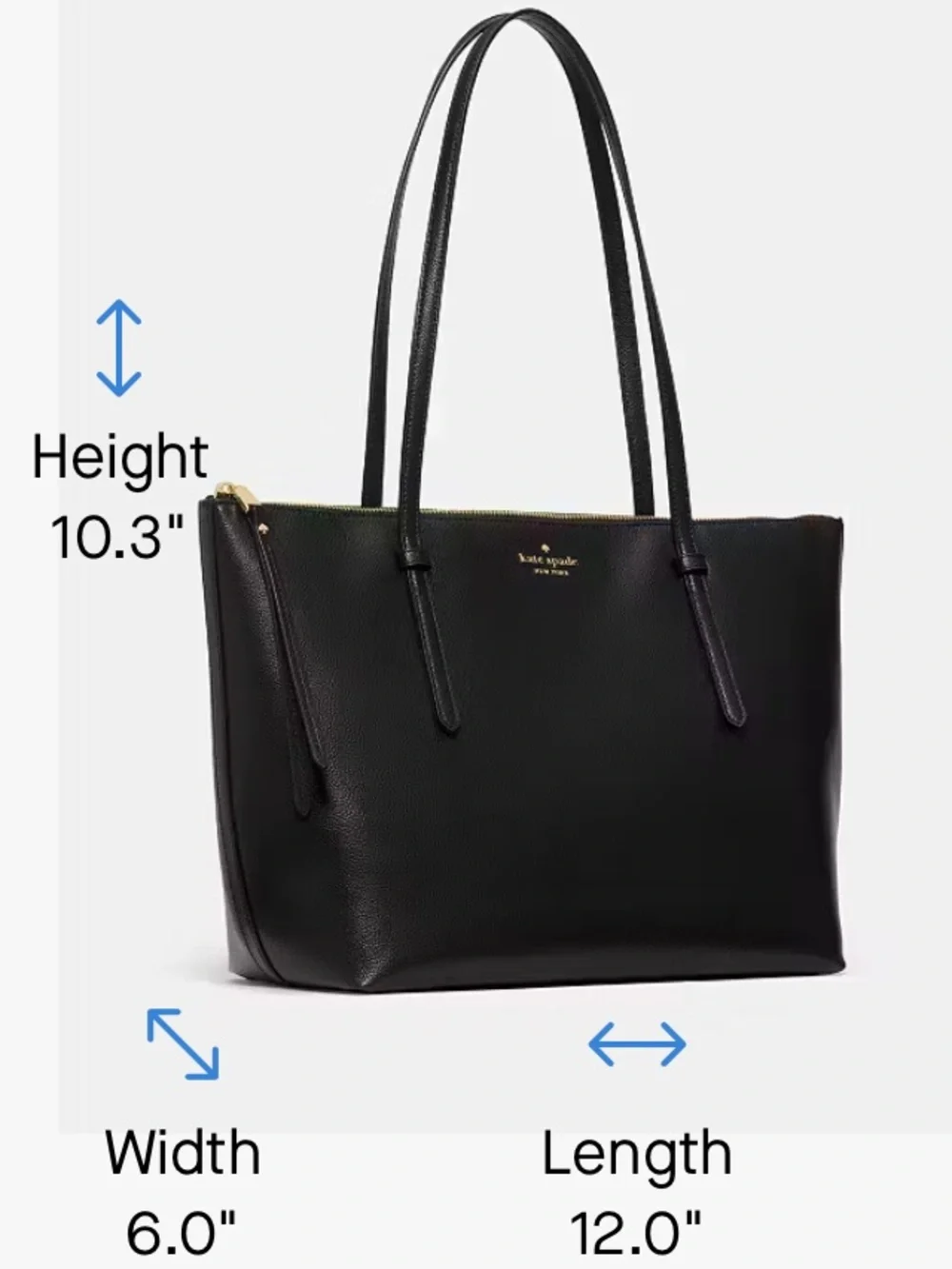 NEW kate spade new york Pebbled Leather All Day Tote Zip Tote In Black#KO140